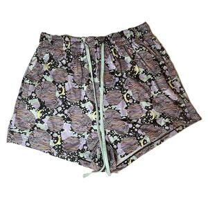 Pop Fit Cheek Boss Sleep Shorts XL Galaxy Print Tie Waist Lounge‎ Pajama
